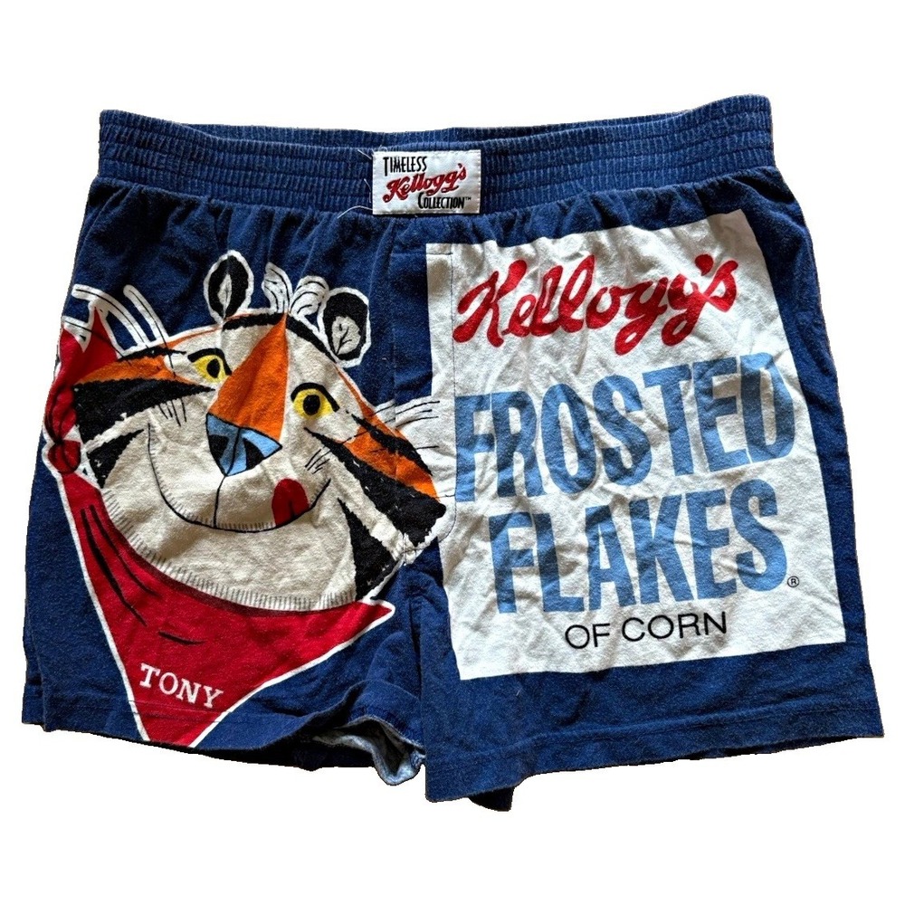 Kelloggs VTG 2005 Women's Tony the Tiger Sleep Shorts M Blue Elastic collectible